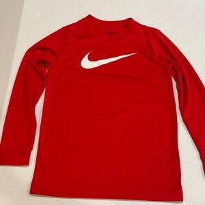 Nike Kids S (6-8) Red Long Sleeve Dri-Fit Tee, Activewear Shirt